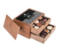 Chocolaterie - 20 bombones artesanales en caja de madera con deslizadores | Chocolate | Cumpleaños | Dia de la madre | Dia del padre | Hombre | Mujer
