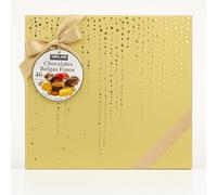 Chocolates Belgas de Lujo Signature | Caja Surtida con 46 Piezas | Chocolate Negro, con Leche y Blanco | Pralinés Rellenos con Avellana, Caramelo y Ganache | Ideal para Regalo (46 Piezas, DORADO)