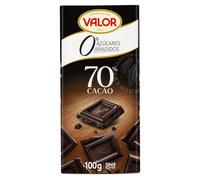 Chocolates Valor Chocolate Negro 70% sin Azúcar, 125g