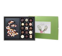 CHOCOLISSIMO - Tableta de Chocolate Espolvoreado y 15 Finos Pralinés, Chocolate, Regalo de Pascua, Lujosa Mezcla de Pralinés en Elegante Caja de Regalo, Idea de Regalo de Pascua para Mujeres