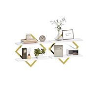 CHOEZON estant flotantes para pared, juego de 2 niveles montados, estantes colgantes dorado y blanco TBJ01P2JW