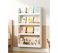 CHOEZON Estantería de Pared de 4 Niveles para Libros y Revistas, 60 cm Librería Estantería Infantil, Organizador de Juguetes para Dormitorio Infantil, Sala de Juegos, Guardería, Blanco DMCW13WB