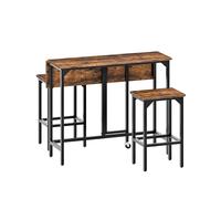 CHOEZON Juego de Mesa de Bar y 2 Taburetes, Mesa Alta Plegable de 100 cm, Estilo Industrial, para Comedor, Salón o Bar, Marrón Rústico y Negro DTBT02BF