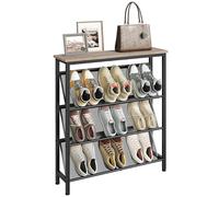 CHOEZON Zapatero de 4 Niveles para 9-15 Pares, Estante Superior de Madera y Estructura Metálica, Estilo Industrial, Pies Ajustables, para Entrada, Armario, Pasillo, Greige y Negro DTXJ75BG