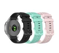 Chofit Correas compatibles con Garmin Venu 2S, pulseras deportivas de silicona suave de 18 mm, bandas de repuesto para Venu 2S de 40mm/Forerunner 255S/255S Music 41mm (Negro+Rosa+Verde Azulado)