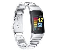 Chofit Correas de repuesto compatibles con Fitbit Charge 5, correa de metal de acero inoxidable para rastreador de actividad Charge 5 (plateado)
