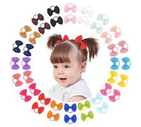 choicbaby 40 Piezas Lazos para Niñas Coleteros con Lazo 5 cm Gomas Elásticas para el Pelo Accesorios para el Cabello de Bebés Niñas Recién Nacidos y Pequeñas