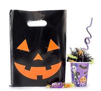 Choice Marts 100 bolsas de Halloween de 9 x 12 pulgadas, bolsas de mercancía brillantes de Halloween, también perfectas como pequeñas bolsas de Halloween para truco o trato y bolsas de golosinas de