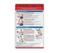 Choking First Aid Chart Metal Signs Industrial Wall 12x8 Inch | Clear emergency response guide printed on rugged metal panel for kitchens