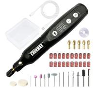 CHOKMAX Mini Amoladora Electrica, Herramienta Rotativa Inalámbrica de 3.7V con 5 Velocidades Variables 42 piezas Accesorios, Luz de Trabajo LED Frontal, Herramienta Eléc Negro