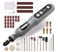 CHOKMAX Mini herramienta giratoria inalámbrica, kit de amoladora de 5 velocidades con 72 accesorios y luz LED frontal, herramienta de carga tipo C para grabar, lijar, pulir, perforar, moler gris