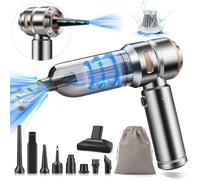 CHOLANG Aspirador de Mano sin Cable, 18000PA 4 en 1 Aspirador de Coche con Motor sin escobillas Incorporado 6000mAh Batería Tipo C Air Duster & Air Blower & Bomba para Coche,Oficina