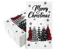 Cholemy 200 servilletas de papel desechables de papel de 2 capas, diseño de árbol de Navidad, diseño de Papá Noel negro, para cocina, baño (árbol de Navidad)