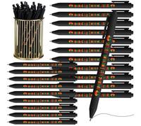 Cholemy 50 bolígrafos negros del mes de la historia de Juneteenth Party Favors Black History Month bolígrafos retráctiles de tinta negra a granel para suministros de fiesta del mes de la historia