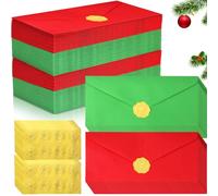 Cholemy Paquete de 200 sobres rojos y verdes de 4 1/8 x 9 1/2 pulgadas, sobres rojos y verdes de 120 g/m², bolsillos autoadhesivos para tarjetas de felicitación para correo, Navidad, vacaciones,