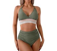Chollos Ultima Hora Ofertas Flash Bikinis Mujer 2025 con Nudo Traje De Baño Mujer Trikinis Mujer 2025 Push Up Espalda Cruzada Bañador Surf Mujer Deportivo Bañadores Mujer Verde del ejército XL