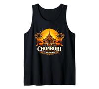 Chonburi Tailandia Puesta del Sol Templo Diseño De Viajes Camiseta sin Mangas