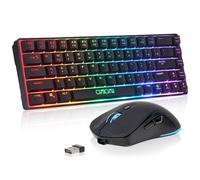 CHONCHOW Combo de teclado y mouse inalámbricos para juegos al 60 %, teclados retroiluminados RGB con luz LED, mouse inalámbrico para juegos y teclado para Xbox PS4, PS5, PC, portátil, color negro