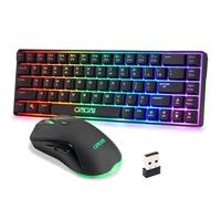 CHONCHOW - Combo de teclado y mouse para juegos 60% inalámbrico, retroiluminado LED recargable de 2000 mAh, portátil de 68 teclas, impermeable, pequeño y compacto teclado para PC/Mac Gamer