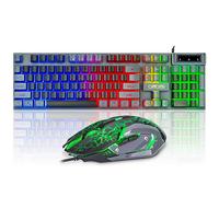 CHONCHOW Combo de teclado y mouse para juegos RGB LED retroiluminado de 2 colores, teclado con cable USB de 3200 dpi, ratones sensación mecánica, compatible con Xbox One PS5 Windows Laptop Computer