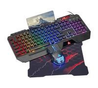 CHONCHOW Combo de teclado y mouse para juegos, teclado silencioso con cable USB, retroiluminado RGB, antifantasma, con reposamuñecas ergonómico y soporte para teléfono, mouse para juegos 7D 7200DPI