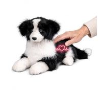 Chongker Perro robot interactivo para personas mayores, peluche de Border Collie realista de 18 pulgadas con latido del corazón, ladrido y sensor táctil, activado por voz y compañero de nombre