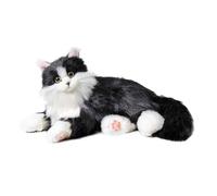 Chongker Robot Acompañante Interactivo - Animales de peluche hechos a mano, respuesta de voz, latido cardíaco realista y ronroneo, regalo para padres y personas mayores (gato negro)