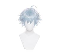 Chongyun Cosplay Peluca Genshin Impact Cosplay Azul Corto Resistente al Calor Pelo Sintético Chongyun Halloween Juego de rol
