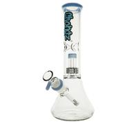 Chongz Pipa de agua de vidrio "Bandit" de 4 mm y 27,5 cm, percolador integrado para dibujar más suaves y limpios, recogedor de hielo para refrigeración adicional opcional con cubitos de hielo (azul