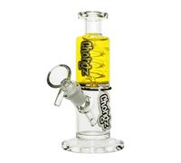 Chongz Pipa de agua rellena de líquido "Floyd" de 15 cm. Logotipo de Chongz con acento dorado, cuenco en forma de cono de 14 mm con mango de elevación, vástago integrado y espiral de enfriamiento de