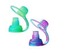 ChooMee SoftSip Boquilla para bolsitas de comida | Antigoteo | Protege las encías | Silicona reutilizable | 2 unidades Verde Púrpura Swirl