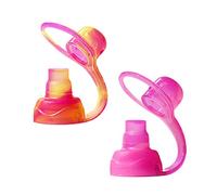 ChooMee SoftSip Boquilla para bolsitas de comida | Antigoteo | Protege las encías | Silicona reutilizable | 2 unidades Amarillo Rosa Swirl