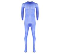 Choomomo Body de manga larga transparente para hombre con funda de pene de cuerpo entero lencería ajustada Catsuit Sexy ropa de dormir Clubwear azul real talla única