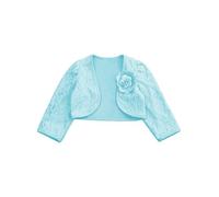 Choomomo Cárdigan de manga larga para niña de algodón, abrigo de encaje de princesa, chaqueta de hombro descubierta, talla 62-110, azul, 68-80