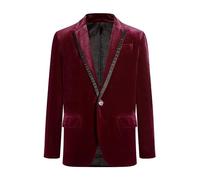 Choomomo Chaqueta de traje de manga larga para niños y jóvenes, de terciopelo, corte regular, chaqueta de esmoquin con cuello de solapa, ropa de caballero, boda, fiesta, desfile, granate, 158-164