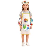 Choomomo Delantal de pintura para bebé, niña, niño, bata de pintor, bata de tinta, impermeable, delantal para manualidades, con gorro, mangas y bolsillos, 110-116
