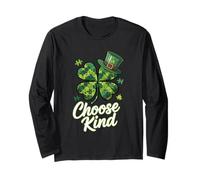 Choose Kind Puzzle Shamrock - Autism Awareness Irish Clover Manga Larga