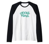 Choose Peace Minimal Quote Design Camiseta Manga Raglan