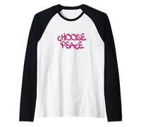 Choose Peace Minimal Quote Design Camiseta Manga Raglan