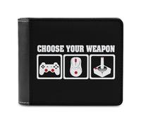Choose Your Weapon - Cartera plegable para hombre, diseño de videojuegos, billetera delgada para dinero en efectivo, monedero de cuero