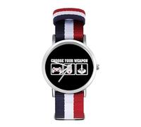 Choose Your Weapon - Reloj deportivo de videojuegos para hombres y mujeres, correa de nailon, reloj analógico de cuarzo