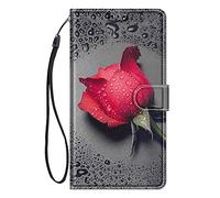 ChoosEU Funda para Xiaomi Redmi 13C / Redmi 13 C/Poco C65 Carcasa de Cuero con Tapa Protectora Flip Folio Case Antigolpes Dibujos para Chicas Mujer Chico Cartera Cover - Rosa Roja