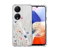 ChoosEU Transparente Funda para Honor 90 Smart/Honor X7B 4G / 5G Delgada Carcasa Suave TPU Silicona Caso con Flores Flor Dibujos para Niña Clara Cárcasa Antigolpes Protectora Case Cover, Azul Rosa