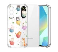 ChoosEU Transparente Funda para Samsung Galaxy A56 5G Delgada Protección Carcasa Suave TPU Silicona Caso con Flores Flor Dibujos para Mujeres Niña Clara Cárcasa Antigolpes Protectora Case Cover, Gato