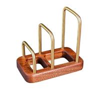 Chopping Board Holder Stand, Pan Rack Lid Storage Organizer, Utensil Holder with Wood Base, Kitchen Spatula Spoon Plate Rack Organizer, Multi-Functional Kitchen Storage Solution for Ollas and Pans