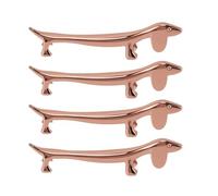 Chopstick Rest 4 PCS | Zinc Alloy Spoon Utensil Holder | Utensil Stand for Dining Table/Restaurant/Party | Secure Grip & Polished Finish (Rose Gold Sausage Dog)