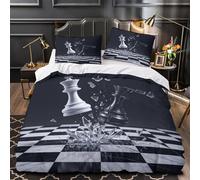 choque de reyes del ajedrez 3D Impresión Funda de edredón 3pz Microfibra cremallera oculta diseño dramático abstracto Edredón funda 2 fundas antidesvanecimiento Decoración habitación adultos