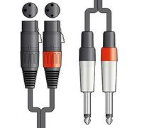 Chord | 2 x XLR hembra a 2 x 6,3 mm mono Jack Plugs Classic Sterero Audio Cable | 6 m