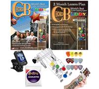 Chord Buddy paquete de ayuda de aprendizaje para guitarra con sintonizador de sintonización, cuerdas y púas de guardabarros