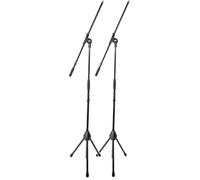 Chord Soportes de micrófono resistentes con altura ajustable, trípode plegable, paquete de 2 unidades con bolsa de transporte, grabación profesional y rendimiento en vivo
